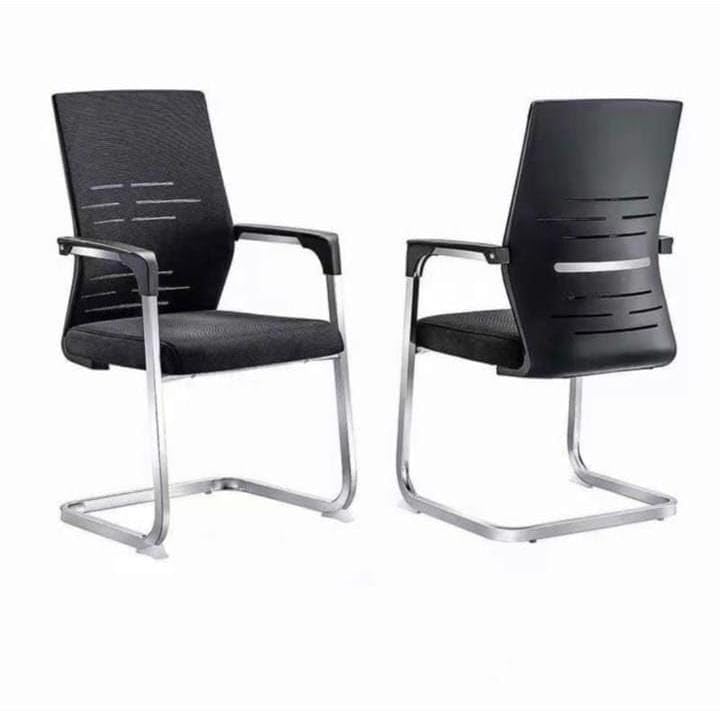 Image of Office Chair, Black, Cantilever Base, Mesh Back, Armrests, Model 8012