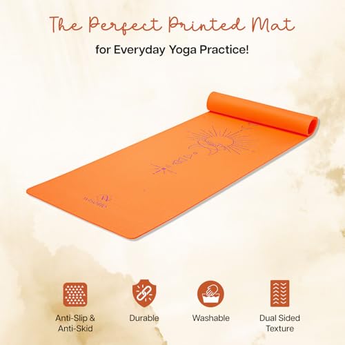 Image of Wiselife tpe Printed 6MM Yoga Mat + Yoga Strap For Men, Women, Kids|Anti-Slip Extra thick, long & Wide Exercise Sports Mat For Workout, Fitness, Yoga, Gym, Home & Pilates (Eclipse)