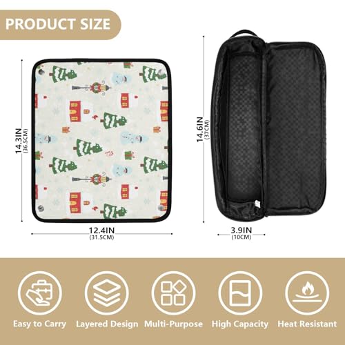 Bolso de viaje para herramientas de pelo GuoChe con tapete resistente al calor patrón pueblo navideño miniatura 4
