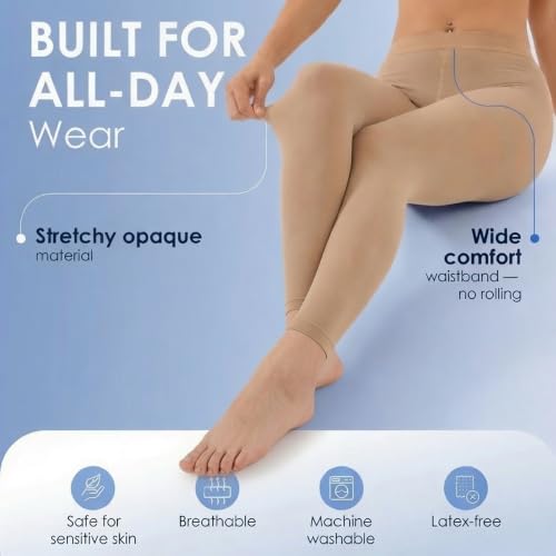 Image of ABSOLUTE SUPPORT Women Compression Leggings 20-30mmHg, Beige, 5X-Large