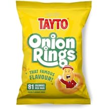 Tayto Onion Rings 20   45g, Onion Flavour, Perfect for School Lunches, Snack Parties, Picnics, Crisps Corn Snack