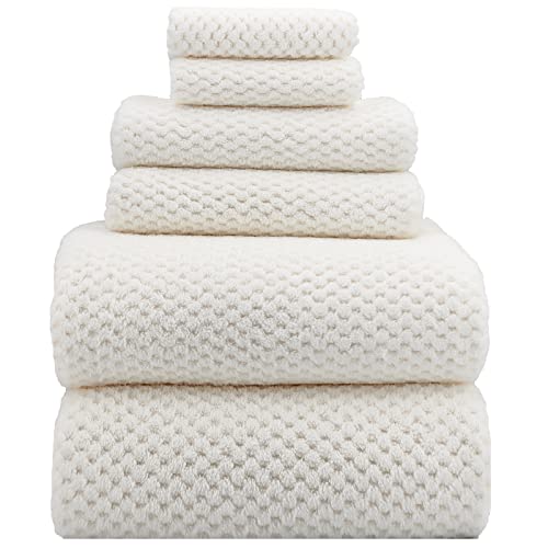 YTYC Towels, 39x78 Inch Oversized Bath Sheets for Adults Luxury Extra Large Bath Towels Sets of 6 Super Soft Shower Towels for Bathroom Microfiber 80% Polyester (White,6 Piece)