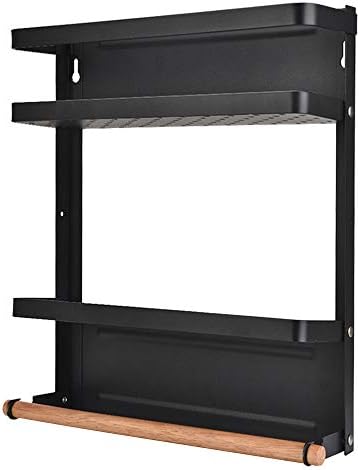 Magnetic Fridge Spice Rack Organiser Hanging Rack Refrigerator Spice Storage Wall Mounted Paper Towel Holder with Shelf Kitchen Roll Dispenser Spice Rack Bathroom Organiser