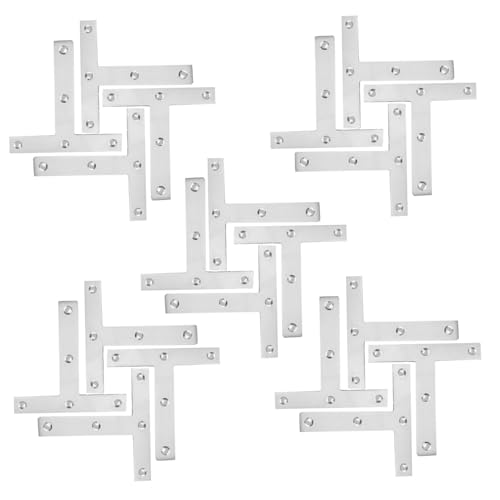 GRADENEVE 20pcs T Shape Corner Brace Thickened Flat Plate Fixing Bracket T Type Joining Plate Connector for Industrial Repair and Structural Support