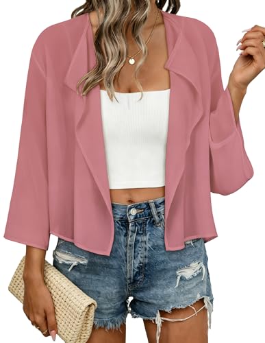 Image of Womens Summer Tops Short Shrugs Kimono Cardigans Casual Chiffon Bolero Jackets 2026