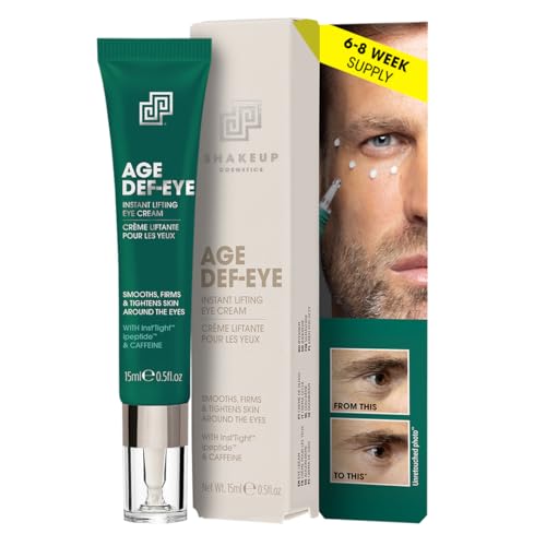 Shakeup Cosmetics Mens Eye Cream, Lifting & Firming Formula, Helps Reduce Fine Lines and Crow's Feet, Hydrating with Peptides & Caffeine, 15ml. Aka. AGE DEF-EYE