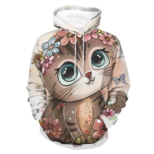 Pullover papillon chat, sweat décontracté pour vos moments de détente en taille S
