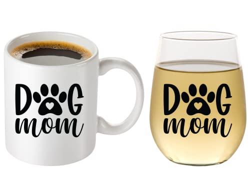 Dog Mom Gifts For Women - Funny Dog Mom Wine Glass & Coffee Mug For Mother’s Day, Christmas Gift, Best Friend Gift, Birthday’s, Grandma #TOP6
