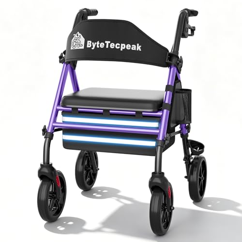ByteTecpeak R4 deambulatore pieghevole con seduta, girello per anziani