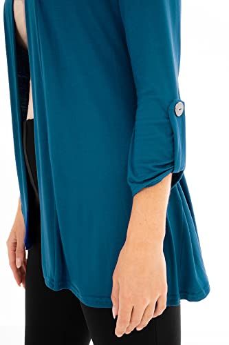 Image of Loxdonz Women's Open Front Cardigans Casual 3 /4 Sleeve Cardigan Soft Lightweight Top