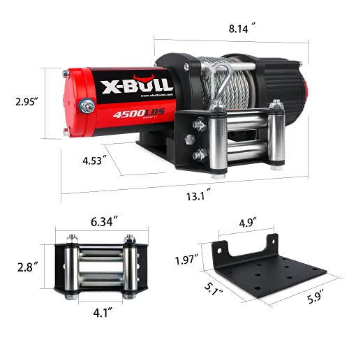 X-Bull Winch 4500Lbs Steel Cable Electric Winch With Roller Fairlead, Wired Handle And Wireless Remote,Easy To Install #TOP2