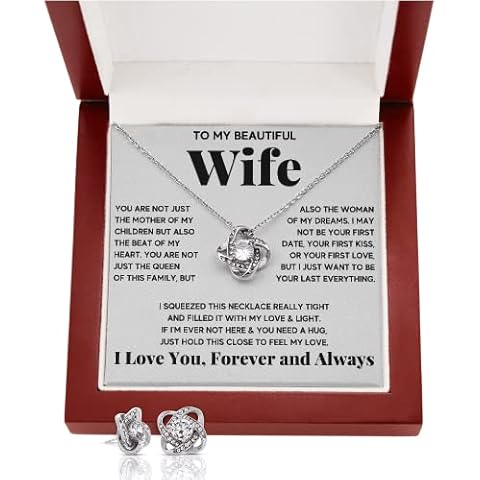 Gifts For Wife Birthday Gifts From Husband Necklace Valentines Day Find You Sooner Jewelry Box Pendant Personalized Custom Made Romantic Gift For My Best Wife Ever (LED Box with Earrings, Beat Of My Heart Forever Love) Cover