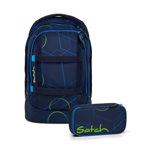 Satch pack Schulrucksack Set 2tlg. inkl. Schlamperbox (Blue Tech)