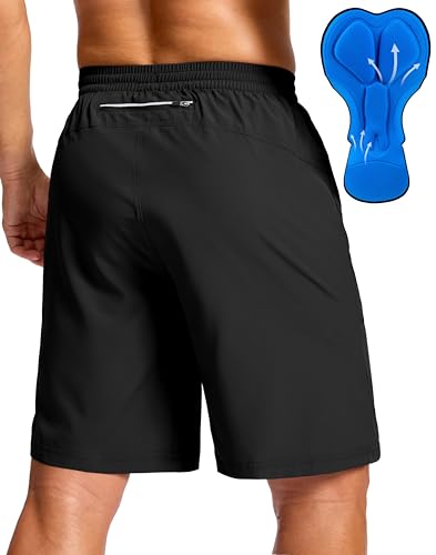 Bikewa Men's Mountain Bike Shorts 4D Padded Baggy Bicycle Biking Riding Lightweight Cycling Shorts with Zipper Pockets(Black,M)