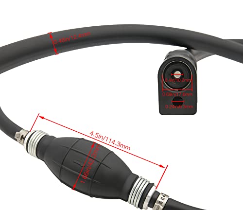 NOTETOUPT Fuel Line Assembly 5/16" 8mm Fuel Gas Line Hose for Marine Outboard Boat Motor RVs Fuel Assembly ith Primer Bulb Steel Hose Clamps with Primer Bulb Steel Hose Clamps 6FT fuel line - Thumbnail 2