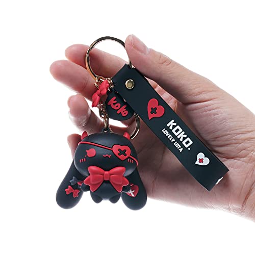 You Wizv Anime Keychain, Rabbit Keychain, Cartoon Car Keychain For Women, Purse Charms For Handbags, Lolita Bag Pendant With Key Ring For Demon-Rabbit, Lovers Best Friend Gift (Black&Red) #TOP7