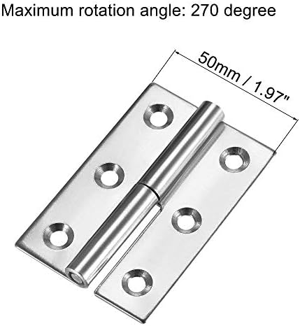 sourcing map Lift Off Hinge , Left Handedness Mini Stainless Steel Hinge Detachable Slip Joint Small Flag Hinges 75mm Long 50mm Open Width 2pcs