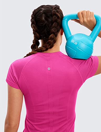 Image of CRZ YOGA Seamless Workout Shirts for Women Short Sleeve Sports Tees Quick Dry Breathable Gym Athletic Tops