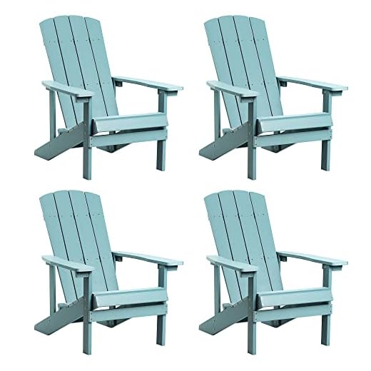 May in Color Plastic Adirondack Chair Outdoor Chair, Weather Resistant Modern Fire Pit Patio Chair, Reclining Tall Large Plastic Adirondack Chair for Backyard,Garden,Lawn,Pool,Beach,Deck. (4, Blue)