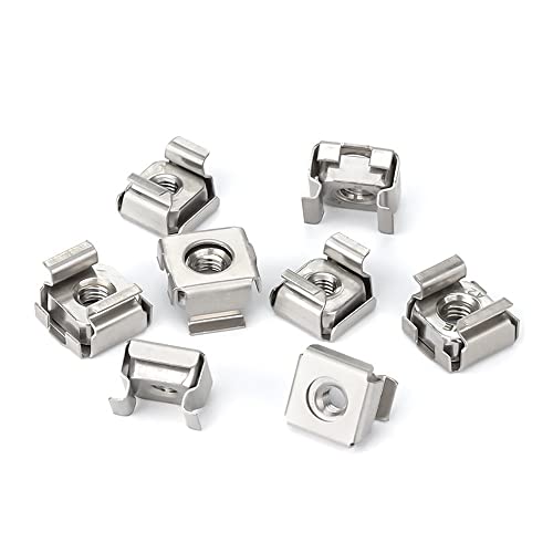 Dadi in Gabbia, Dado flottante, Dado a Gabbia Galleggiante con Clip Quadrata in Acciaio Inossidabile A2-70 304 for Montaggio su Rack di armadietti for Server, 10 Pezzi