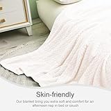 Exclusivo Mezcla Fleece Throw Blanket for Couch and Bed, 127x178 CM Soft Cozy Jacquard Flannel Blankets, Lightweight Fuzzy Plush Warm Throws for All Seasons, Ivory - Image 7