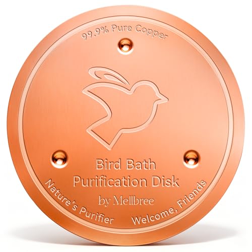Image of Mellbree Bird Bath Copper Disc, 0.6mm Reinforced 99.99% Pure Copper Cleaning Disk for Physical Safe Clean Water All-Season, Universal Fit for Outdoor Birdbaths, Bowl, Bird Bath Solar