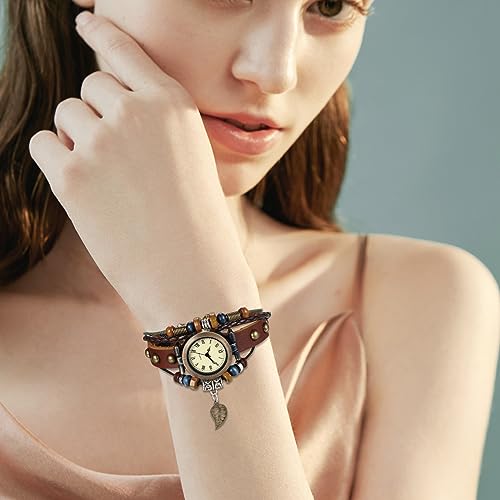 Avaner Montre Bracelet Femme Montres Analogiques:Montre Femme avec Bracelet Multicouche tressé en Feuilles Montre pour Femme – vue 4