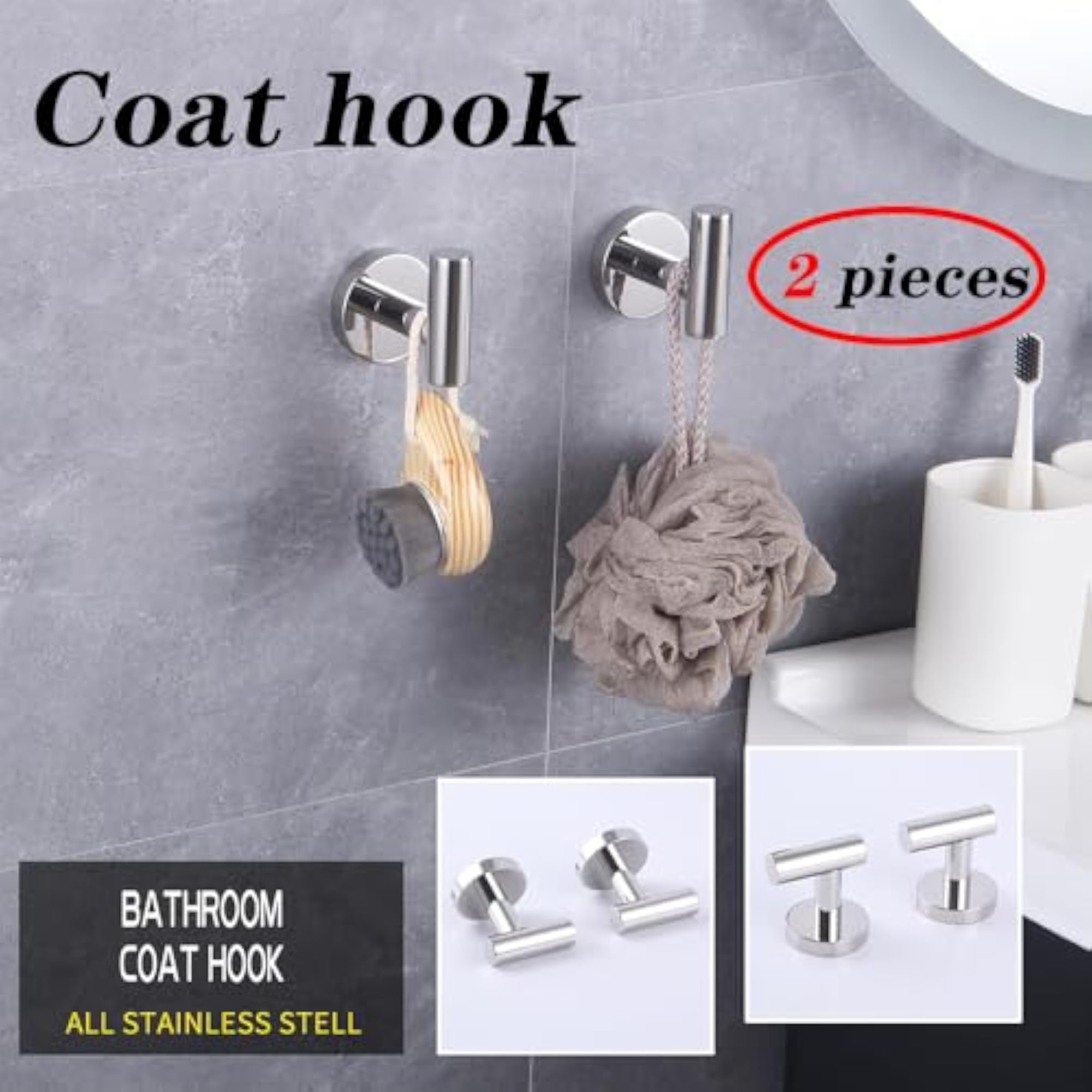 SUS 304 Stainless Steel Bath Towel Hook for Kitchen and Bathroom
