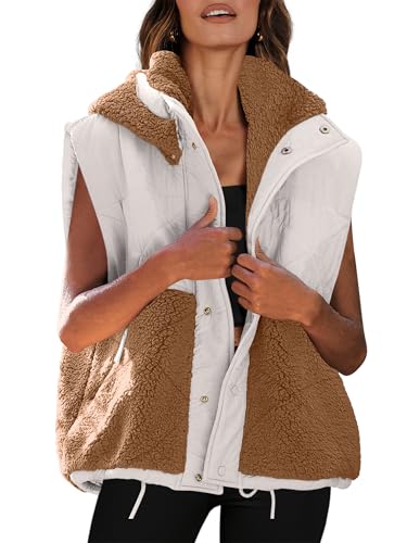 Nirovien Womens Sherpa Vest Winter Quilted Sleeveless Fleece Jackets Outerwear