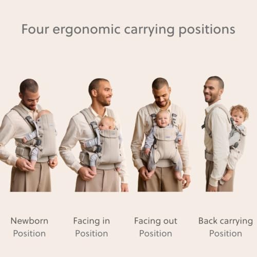 Image of BabyBjorn Baby Carrier Harmony, Woven melange, Light Beige | 3-in-1 Ergonomic Baby Carrier; Newborn, Facing-in, Outward-Facing, and Back Carrying Positions Supported (7-40 lbs), Newborn to Toddler