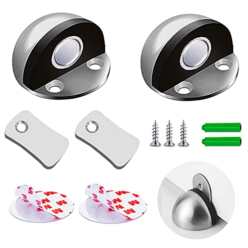 Türstopper Boden Magnetische ZUONAI 2 Stück Türstopper Selbstklebender Edelstahl Türstopper Metall Magnet Türstopper Magnetic Door Stopper Türfeststeller mit Gummiring für Tür Offen Halten, Schwarz Cover