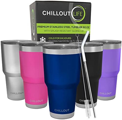 CHILLOUT LIFE 20 oz Stainless Steel Tumbler with Lid & Gift Box - Double Wall Vacuum Insulated Large Travel Coffee Mug with Splash Proof Lid for Hot & Cold Drinks - Mermaid Sparkle