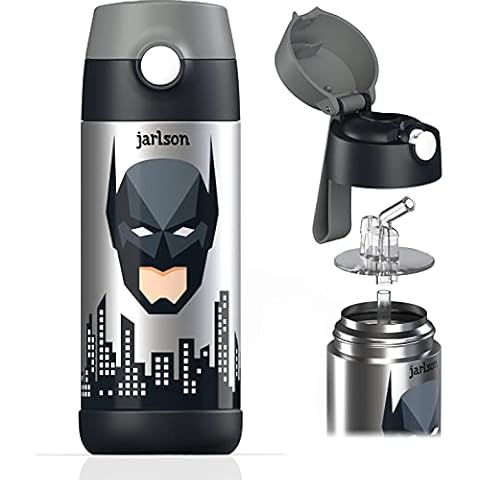 Jarlson Kids Water Bottle with Straw | Stainless Steel Vacuum Flask | BPA free and leakproof | for School, Sports, Nursery | 350 ml Cover