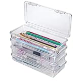 Qiuvpop 4 St&uuml;ck Stiftebox,Stifte Box Stifte Organizer Aufbewahrungsbox Schreibtisch Organizer,Stapelbar BPA-frei Durchsichtig f&uuml;r Schreibwaren,Kosmetika,Bastelteile,ideal f&uuml;r B&uuml;ro,Schule,Haushalt