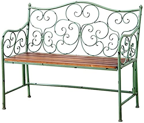 SDdPulse ガーデンベンチ アウトドアベンチ パティオベンチ、フロントポーチ家具、ガーデンベンチ レトロ 錬鉄製 無垢材 ガーデン ダブルチェア 背もたれ バルコニーベンチ ガーデンテラー、