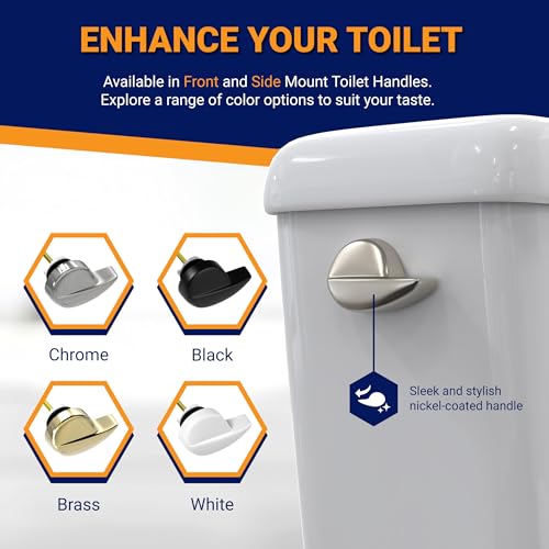 Image of Side Mount Toilet Handle Replacement, Compatible with American Standard, Kohler, TOTO, Gerber and Most Side Mount Toilet Tanks - Nickel Finish