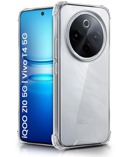 Image of WOW IMAGINE Ultra-Hybrid Crystal Clear Back Case for iQOO Z10 5G | Vivo T4 5G | Shockproof Design | Camera Protection Bump | Hard Clear Mobile Back Cover with Cushioned Edges - Transparent