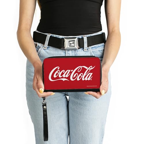 Buckle-Down The Coca-Cola Company Wallet, Zip Around, Coca Cola Coke Script Logo Centered Red White, Vegan Leather3