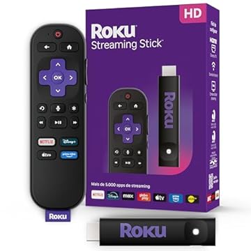 Roku Streaming Stick HD 2025 | Dispositivo de streaming para TV HD/FHD com controle remoto por comando de voz compatível com Alexa, Siri e Google