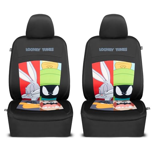 Looney Tunes Car Seat Covers – 2-Piece Front Seat Covers Featuring Bugs Bunny, Marvin the Martian, Taz & Daffy Duck – Universal Fit for Cars Trucks SUV Seat Covers for Car Cute Cartoon Car Accessories by Carbella - Used condition - Image 9