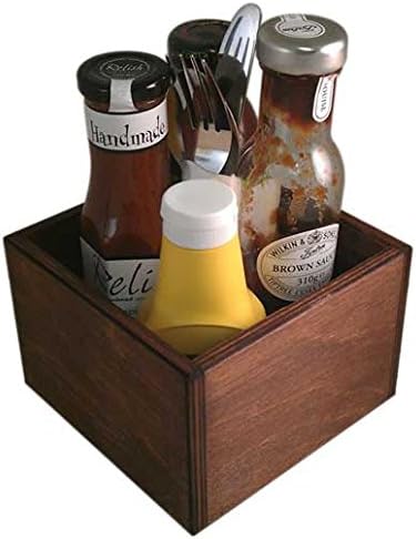 Wooden Condiment Holder Square Dark Oak - by Chabrias Ltd