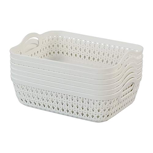 Panier de rangement plastique blanc lot de 6 petits formats pour organiser les placards encombrés - 8