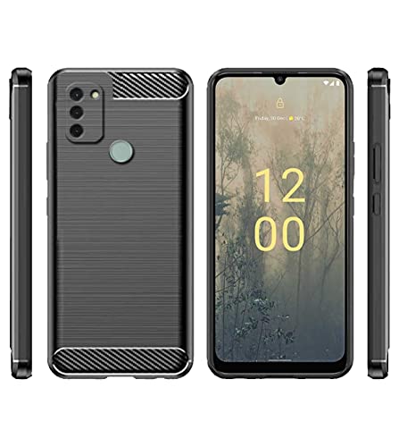 Image of NPRC Hybrid Ultra Slim Protective Case TPU Non-Slip Carbon Fiber Texture Shockproof Case Cover for Nokia C31 - Black