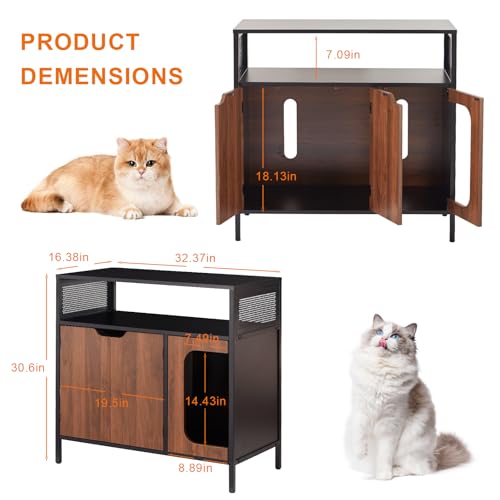 image for BSRGMS Large Cat Litter Box Enclosure Furniture Hidden Litter Box Furn