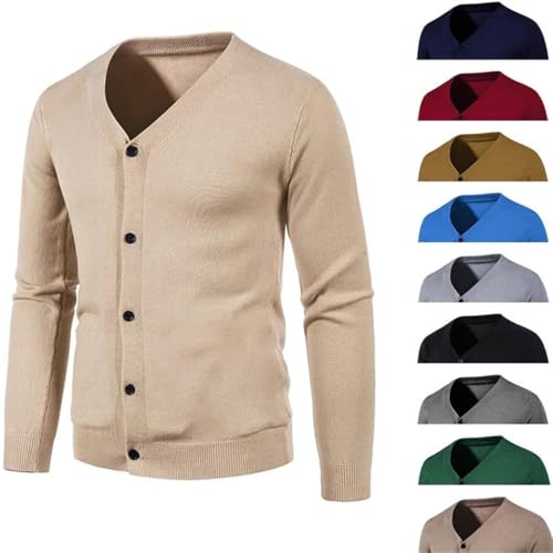 Mens Cotton Cardigan Sweater Casual Button Knit V-Neck Streetwear Outwear for Fall & Winter2