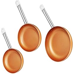 Sartenes Saladmaster Amazon JUEGO 3 SARTENES ANTIADHERENTE APTO PARA TODO TIPO DE COCINAS INCLUIDA INDUCCION COLOR COBRE APTO PARA HORNO MANGO ACERO COPPER PAN