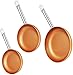 JUEGO DE 3 SARTENES 2 TAPAS COLOR COBRE COPPER PAN APTO PARA HORNO MANGO ACERO