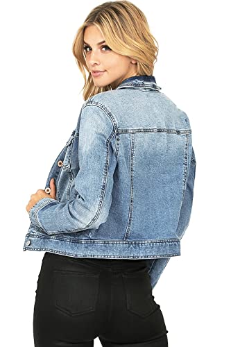 Celebrity Pink Regeneration Women's Juniors Classic Denim Fitted Jean Jacket3