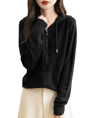 Chanyarn Women's 100% Merino Wool Zip Up Hoodies 2025 Fall