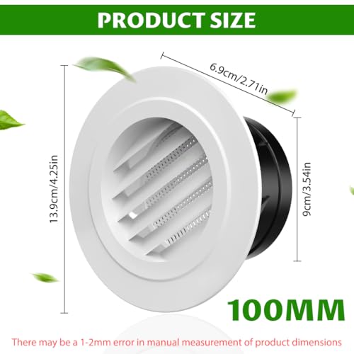 Image of HASTHIP Air Vent Cover 3.93 Inch Cowl Grille with Fly Screen Durable Use
